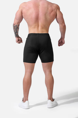 Agile Plus 6.5'' Bodybuilding Shorts w Zipper Pockets - Black