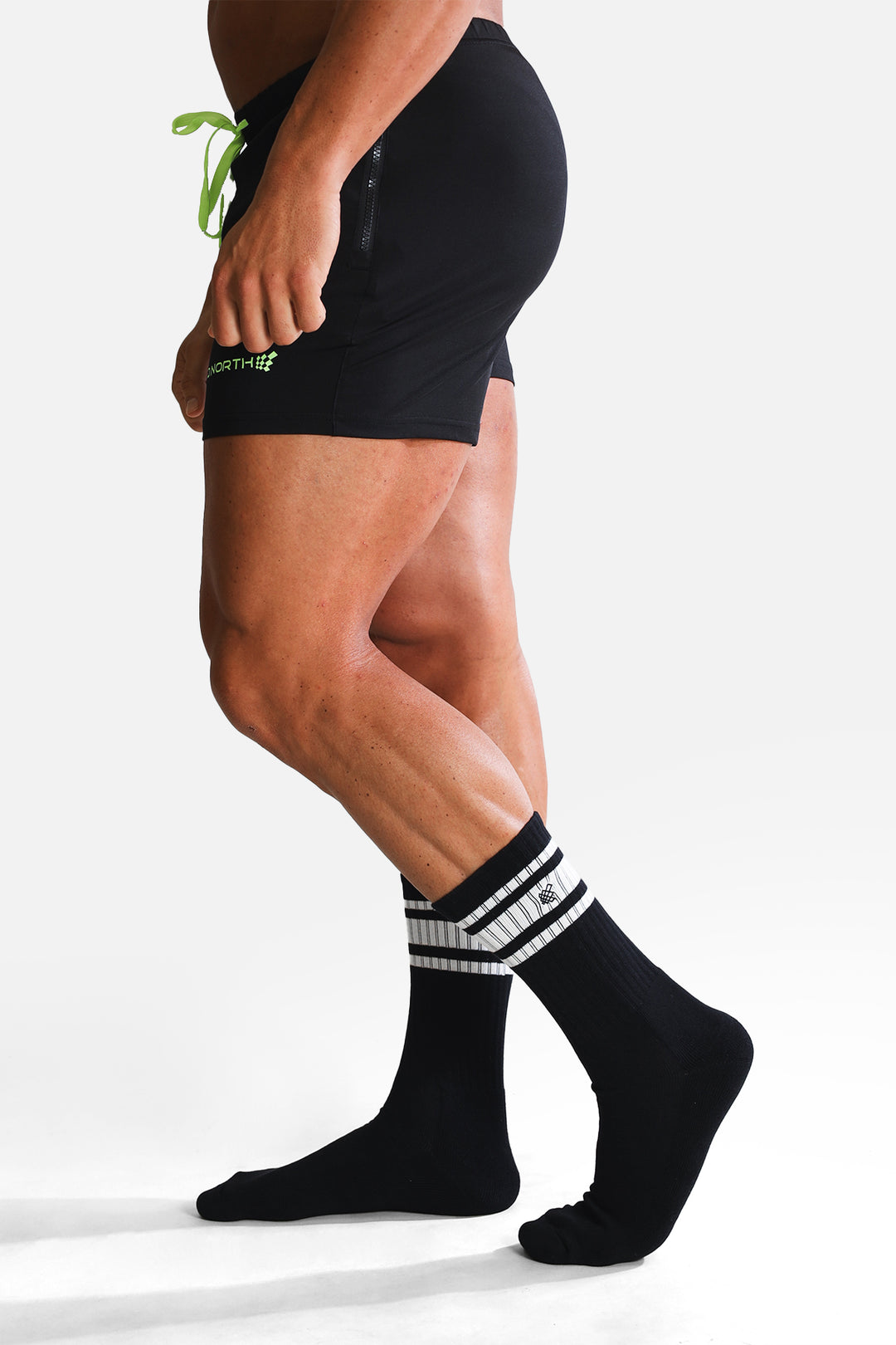 Men's Striped Crew Socks - Black
