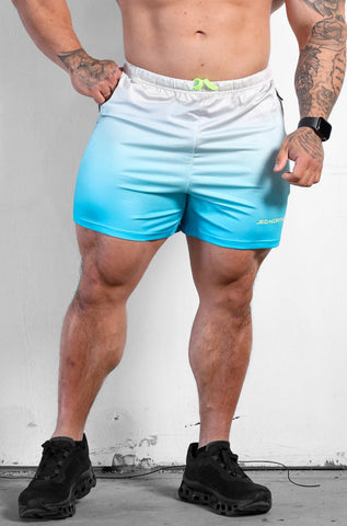 Agile Bodybuilding 4'' Shorts w Zipper Pockets - Blue Ombre