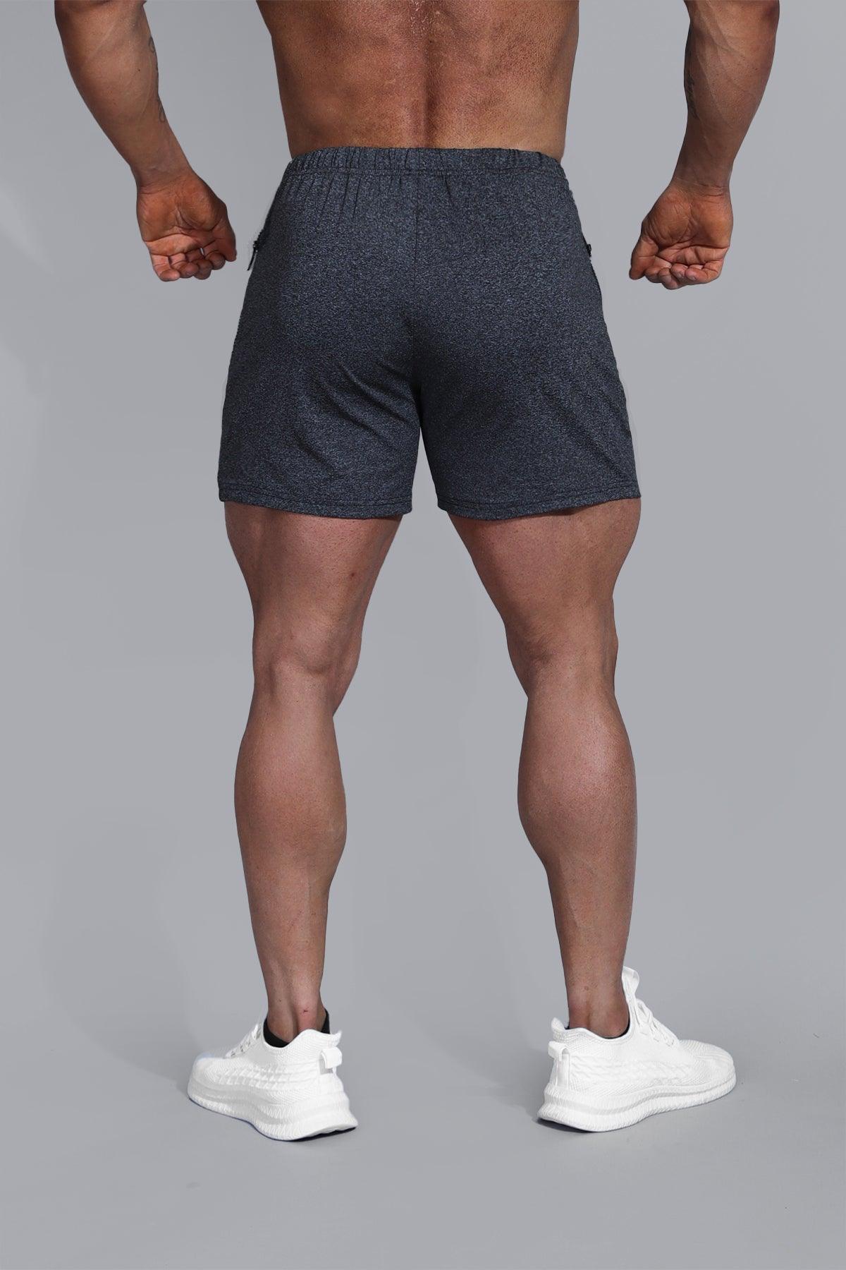 Agile Bodybuilding 4'' Shorts w Zipper Pockets - Dark Gray Heather