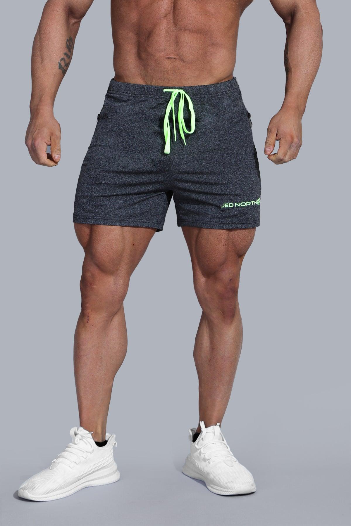 Agile Bodybuilding 4'' Shorts w Zipper Pockets - Dark Gray Heather - Jed North