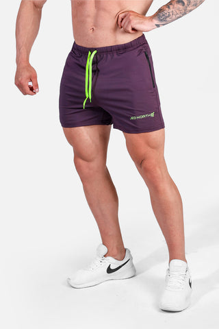 Agile Bodybuilding 4'' Shorts w Zipper Pockets - Dark Purple