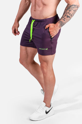 Agile Bodybuilding 4'' Shorts w Zipper Pockets - Dark Purple