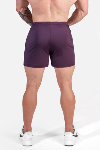 Agile Bodybuilding 4'' Shorts w Zipper Pockets - Dark Purple