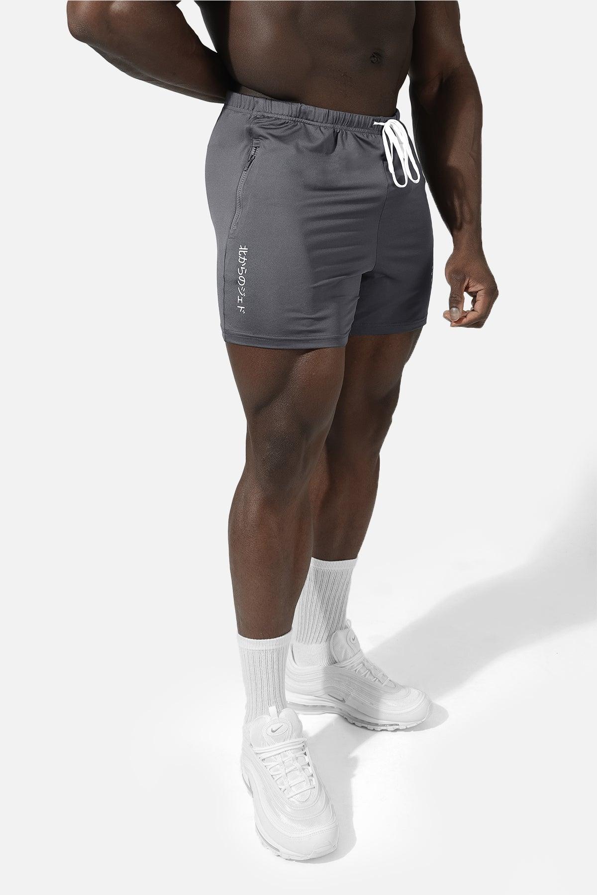 Agile Bodybuilding 4'' Shorts w Zipper Pockets - Tiger Gray