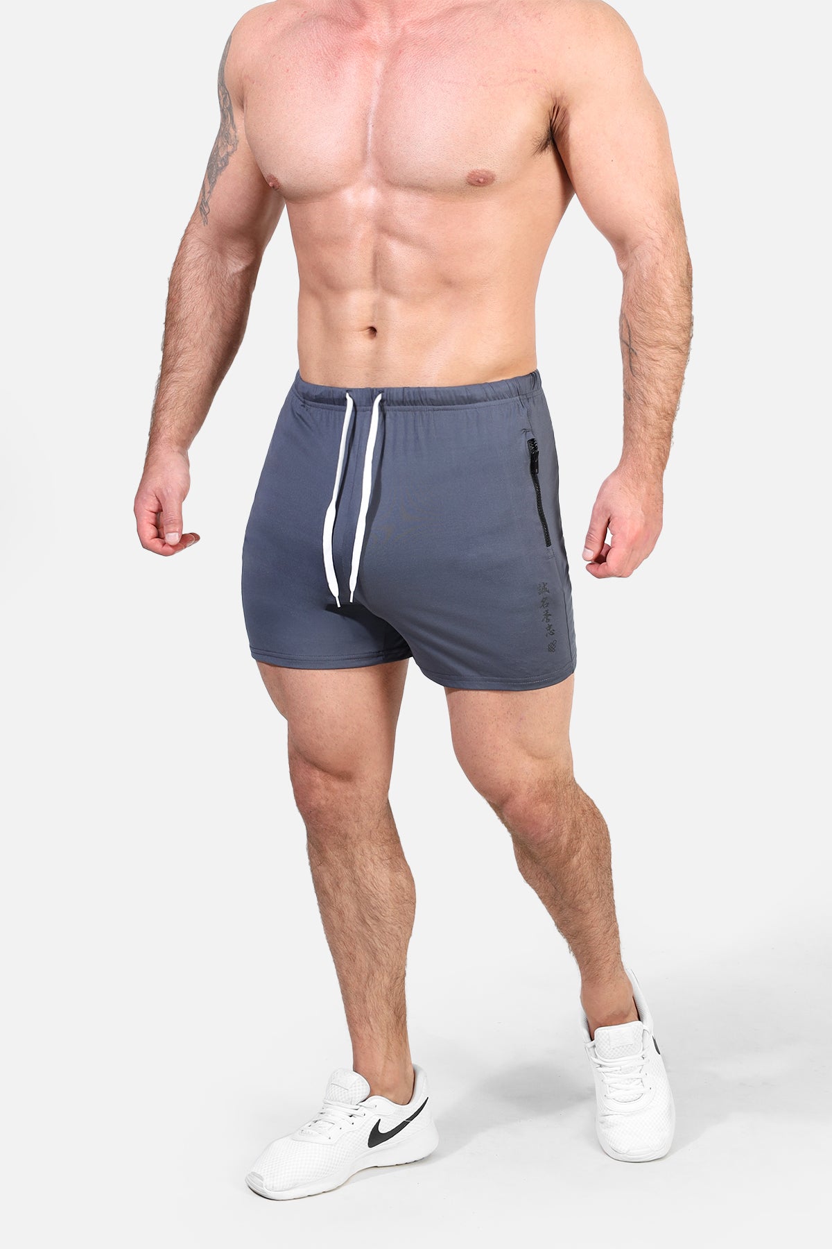 Agile Bodybuilding 4'' Shorts w Zipper Pockets - Gray Integrity