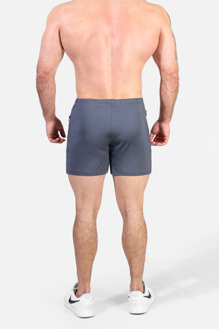 Agile Bodybuilding 4'' Shorts w Zipper Pockets - Gray Integrity