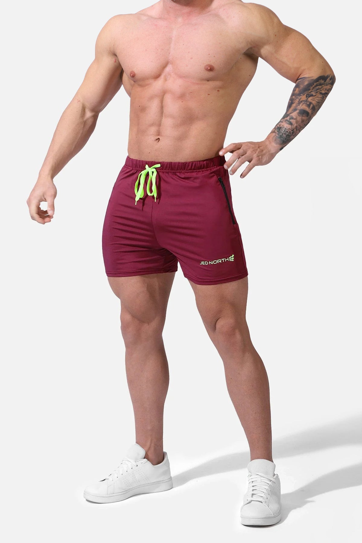 Agile Bodybuilding 4'' Shorts w Zipper Pockets - Maroon