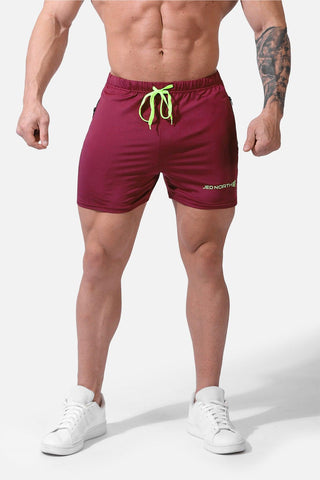 Agile Bodybuilding 4'' Shorts w Zipper Pockets - Maroon - Jed North