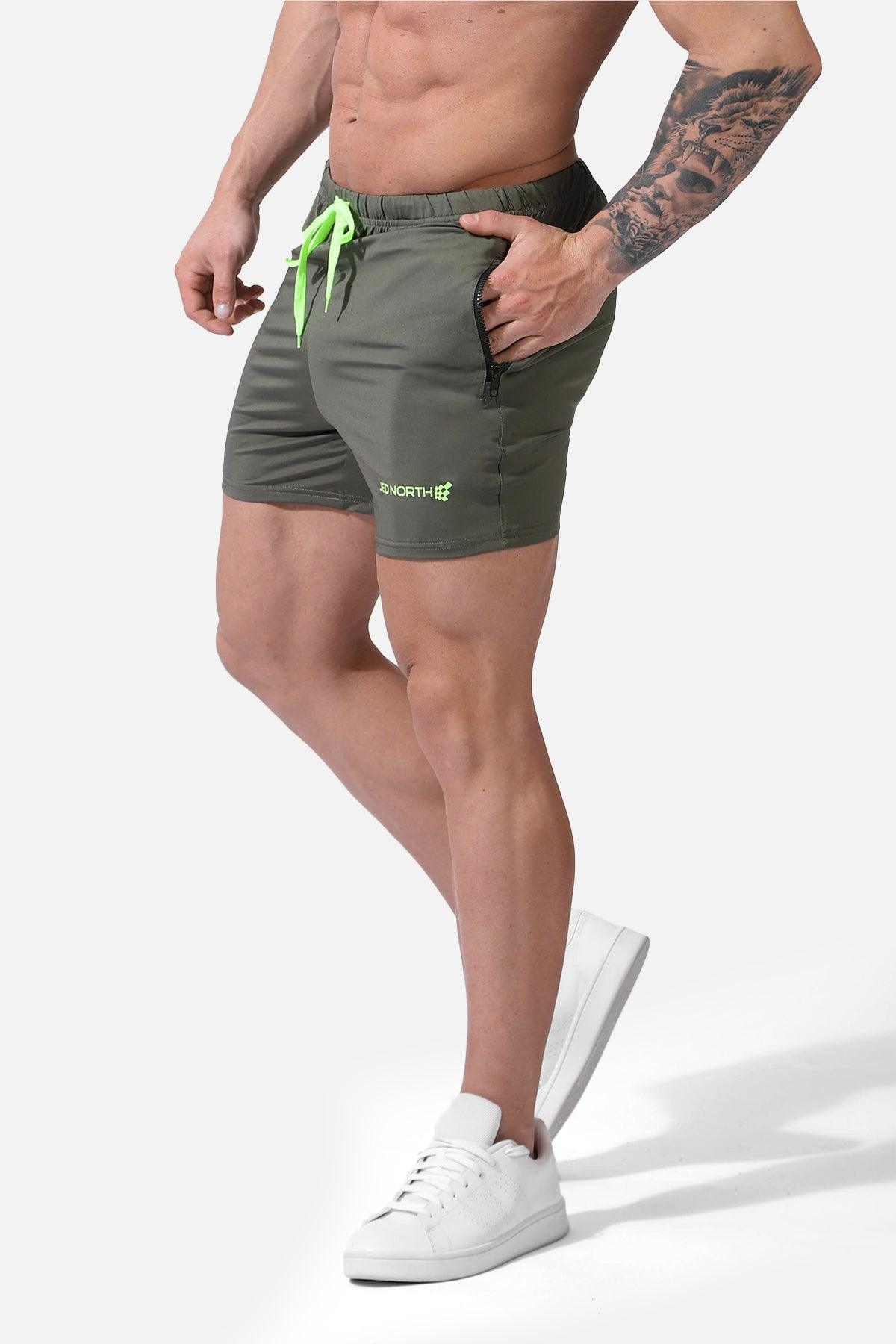 Agile Bodybuilding 4'' Shorts w Zipper Pockets - Olive - Jed North