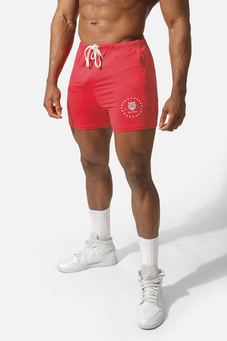 Agile Bodybuilding 4'' Shorts w Zipper Pockets - Tiger Red