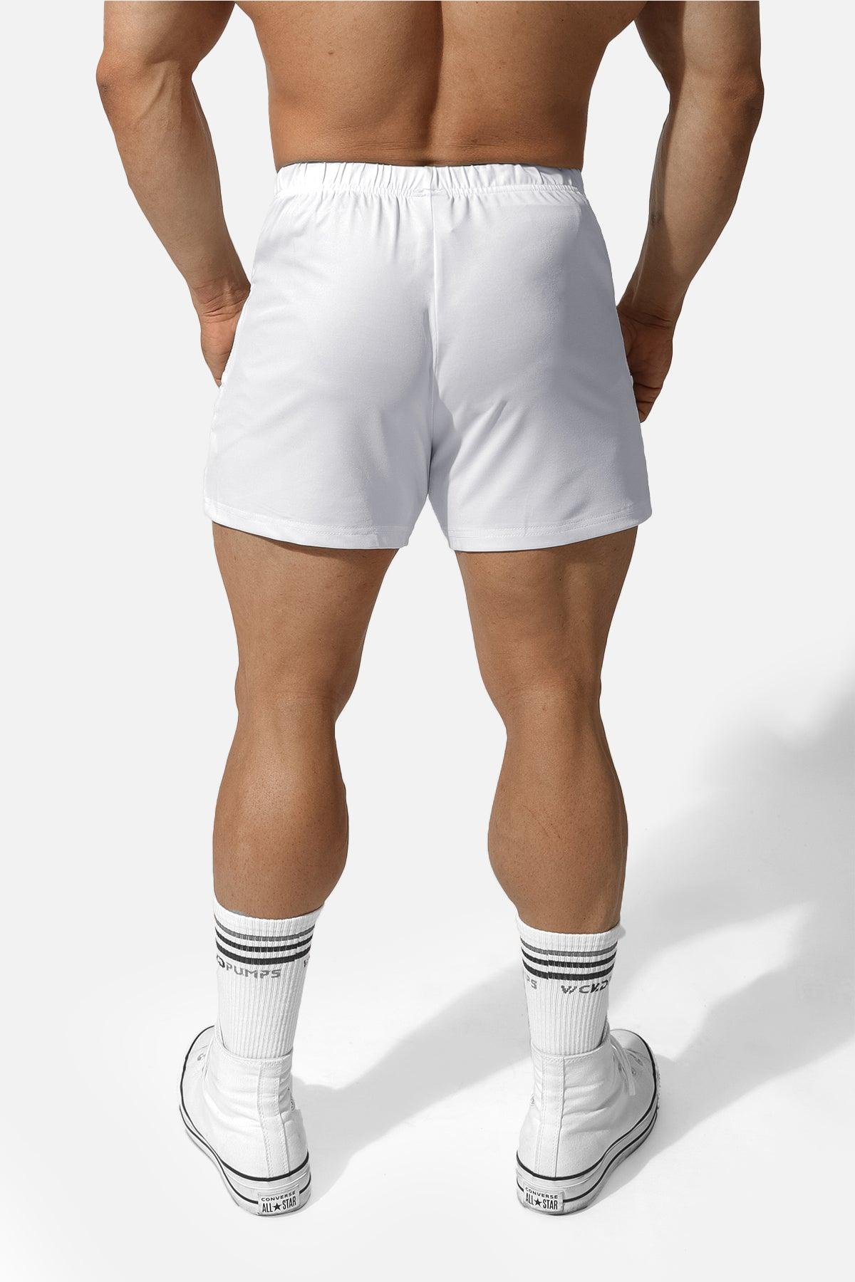 Agile Bodybuilding 4'' Shorts w Zipper Pockets - Japanese White