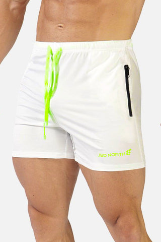 Agile Bodybuilding 4'' Shorts w Zipper Pockets - Off White