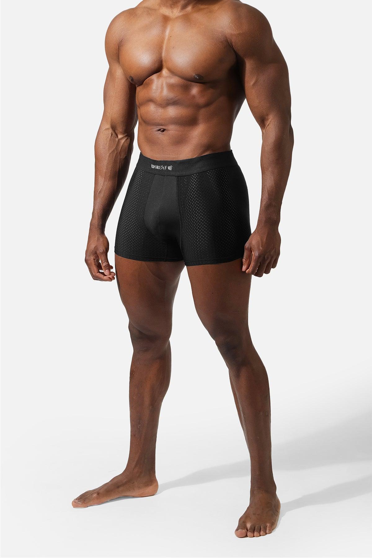Men's Workout Mesh Boxer Briefs 2 Pack - Black and Gray - Jed North