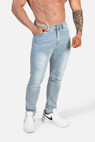 Men's Premium Fitted Stretchy Jeans - Faded Light Blue