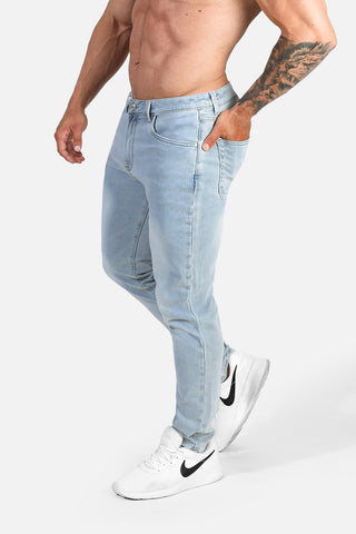 Men's Premium Fitted Stretchy Jeans - Faded Light Blue