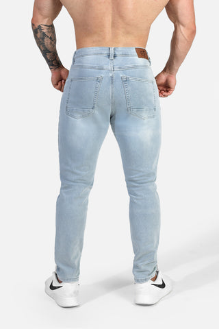 Men's Premium Fitted Stretchy Jeans - Faded Light Blue