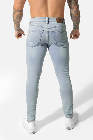 Men's Premium Fitted Stretchy Jeans - Faded Light Blue