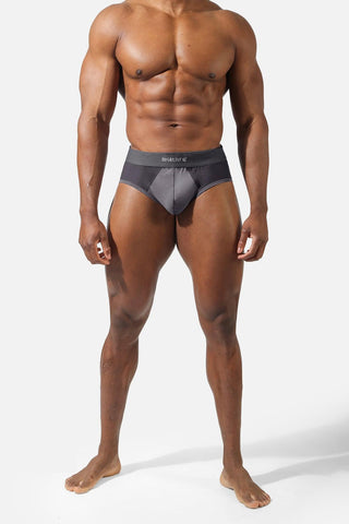 Men's Workout Mesh Briefs 2 Pack - Black & Dark Gray