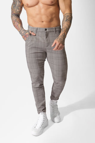 Men's Fitted Stretchy Pants - Checker