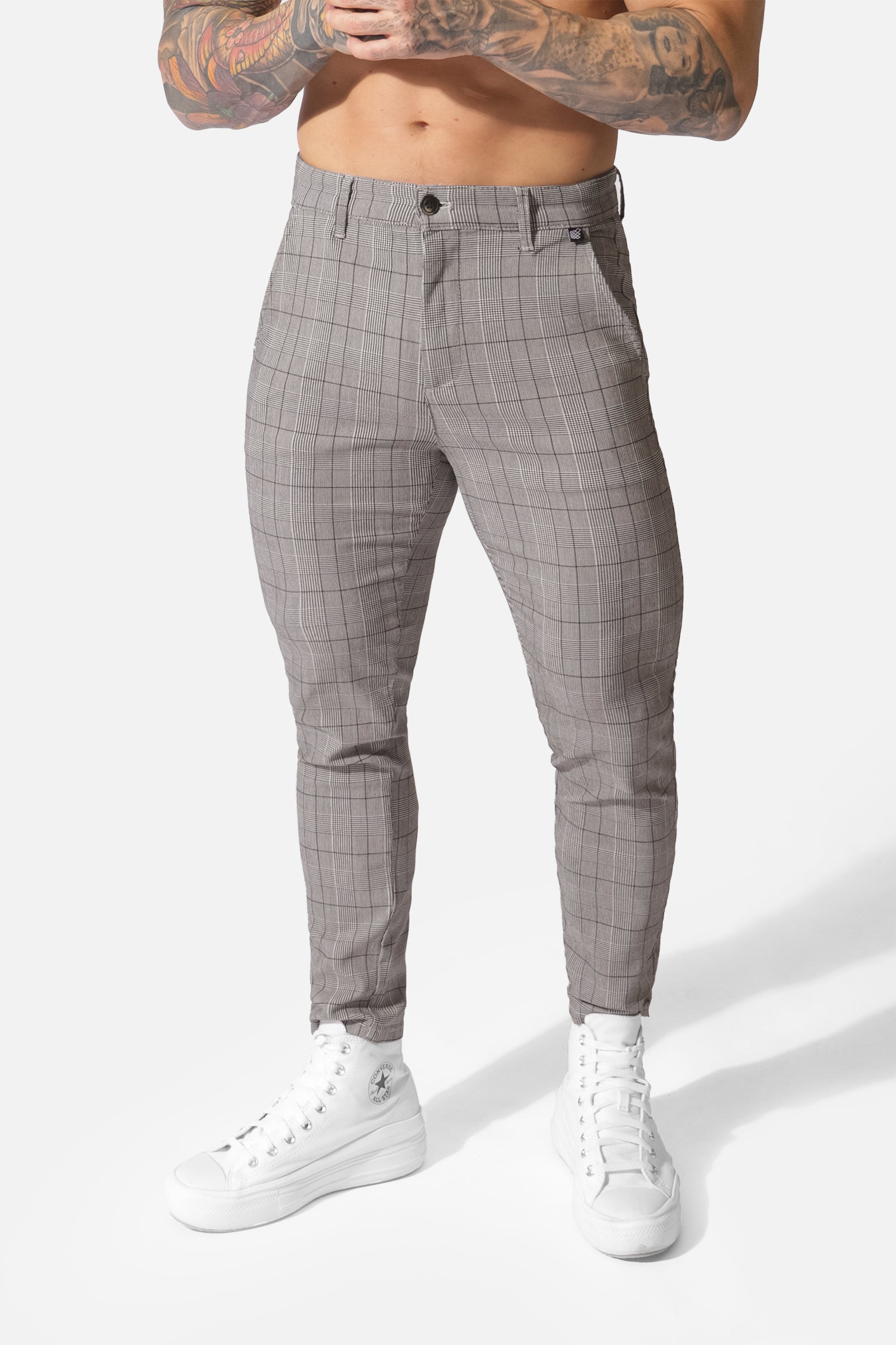 Men's Fitted Stretchy Pants - Checker
