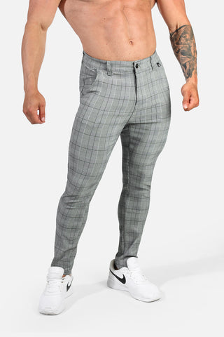 Men's Fitted Stretchy Pants - Checker