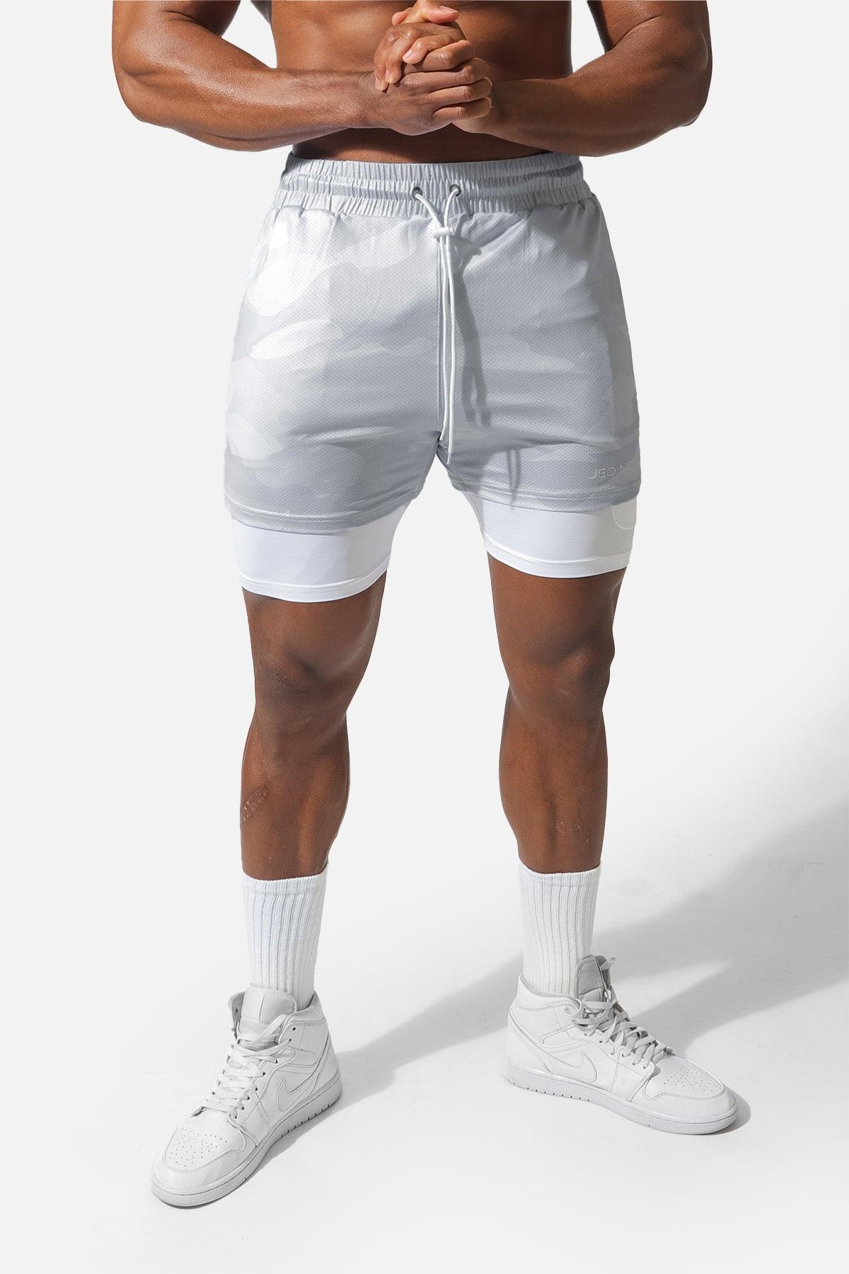 Men's 2 In 1 Active Training 7'' Shorts - White Camo