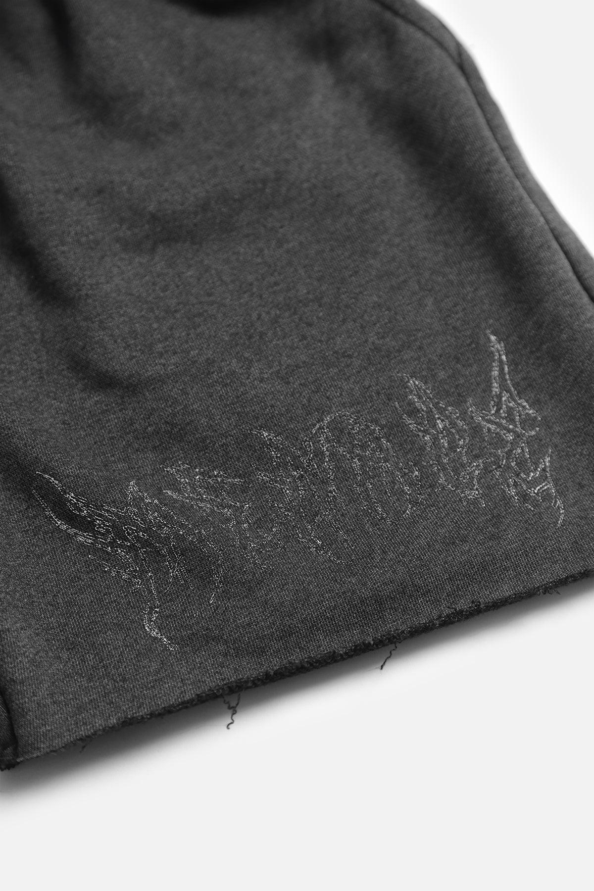Vintage Wash Raw Edge 5'' Shorts - Black Graffiti - Jed North