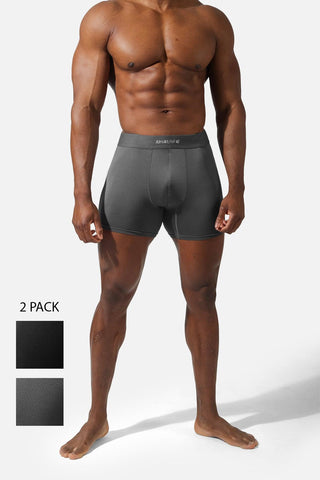 Men's Full Mesh Boxer Briefs 2 Pack - Black and Gray