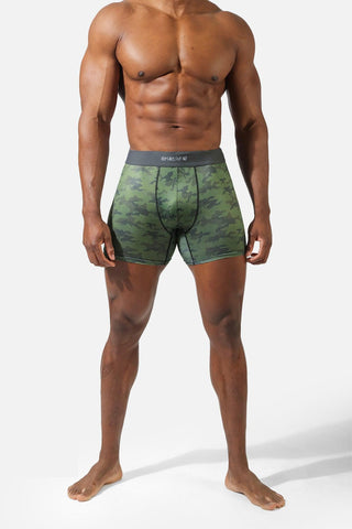 Men's Full Mesh Boxer Briefs 2 Pack - Green Camo and Black Brush - Jed North