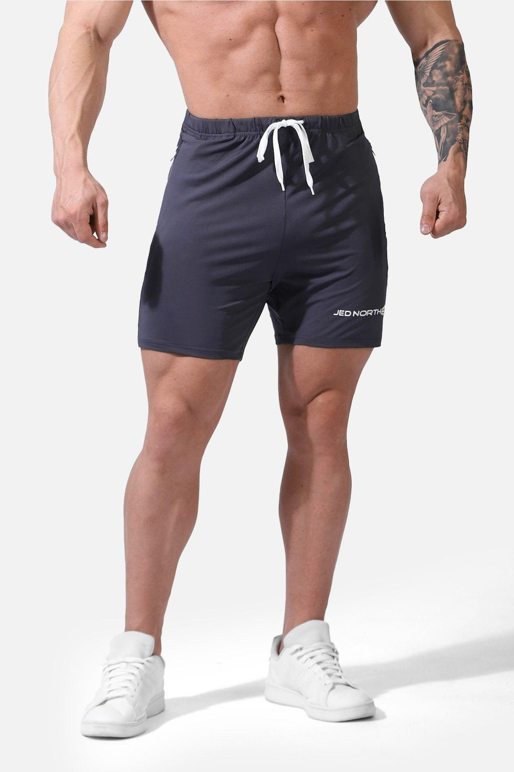 Agile Plus 5.5'' Bodybuilding Shorts w Zipper Pockets - Gray - Jed North