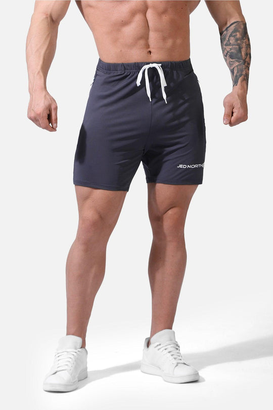 Agile Plus 5.5'' Bodybuilding Shorts w Zipper Pockets - Gray - Jed North