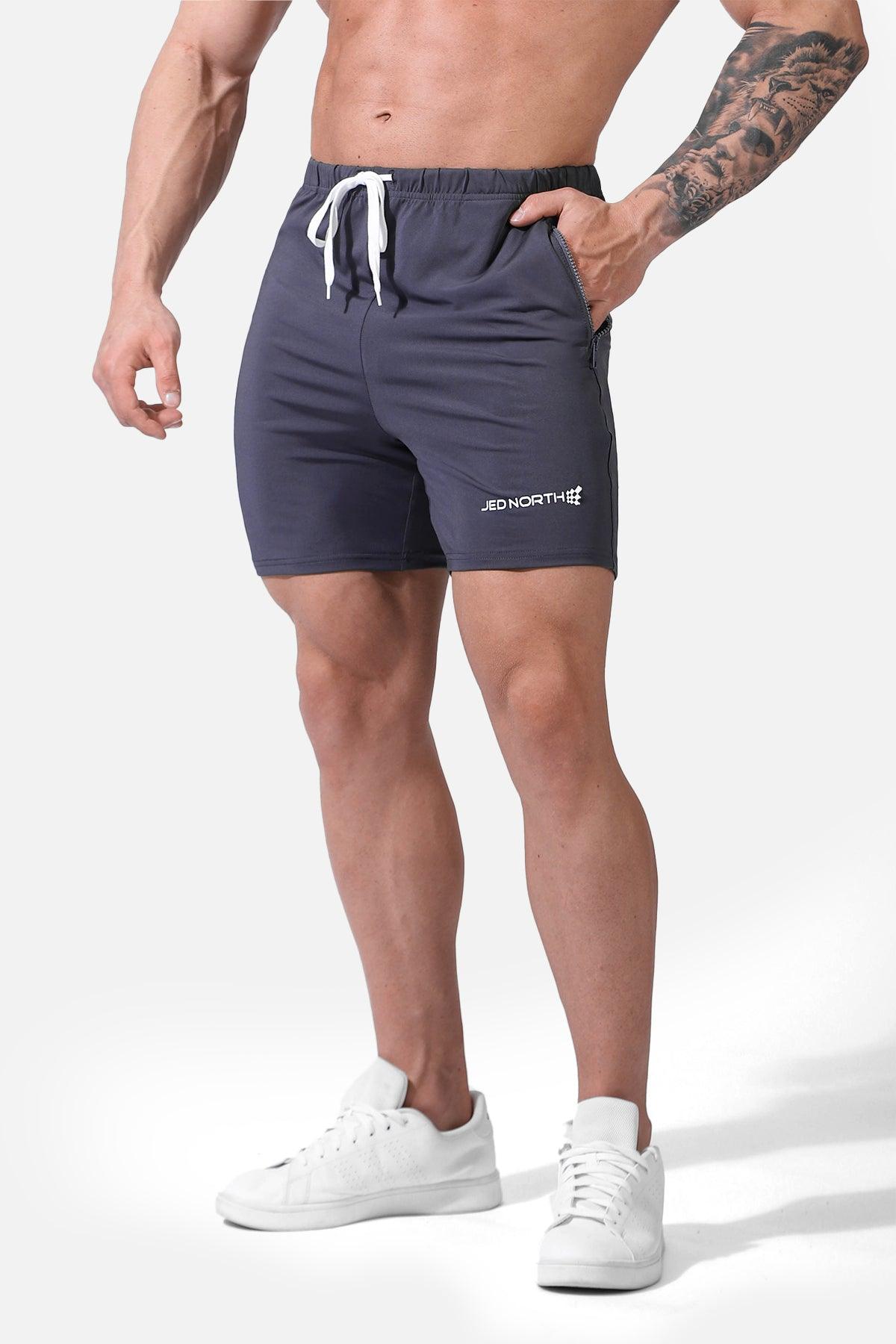 Agile Plus 5.5'' Bodybuilding Shorts w Zipper Pockets - Gray - Jed North