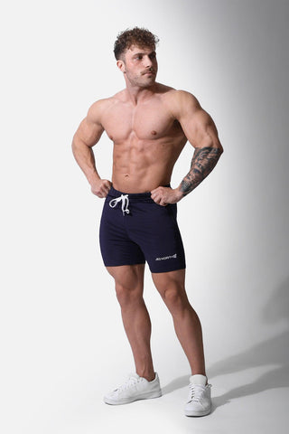 Agile Plus 5.5'' Bodybuilding Shorts w Zipper Pockets - Navy - Jed North