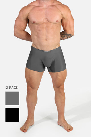 Men's Seamless Muscle-Fit Boxers 2-Pack - Black & Gray