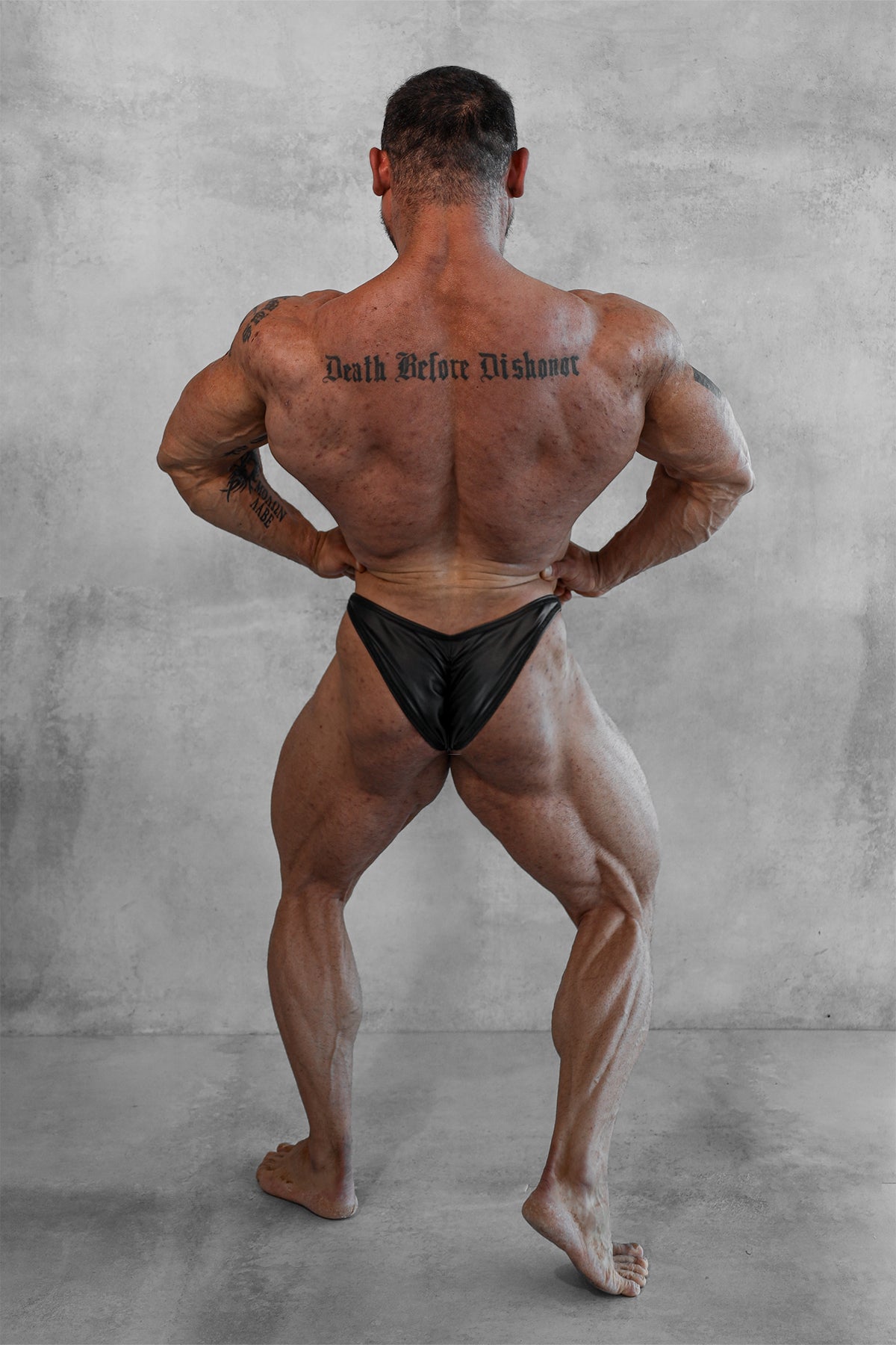 Leather Bodybuilding Posing Trunks - Black