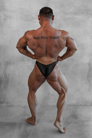 Leather Bodybuilding Posing Trunks - Black