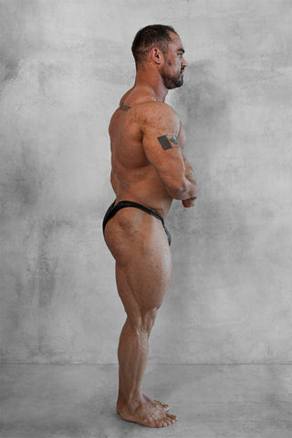 Leather Bodybuilding Posing Trunks - Black