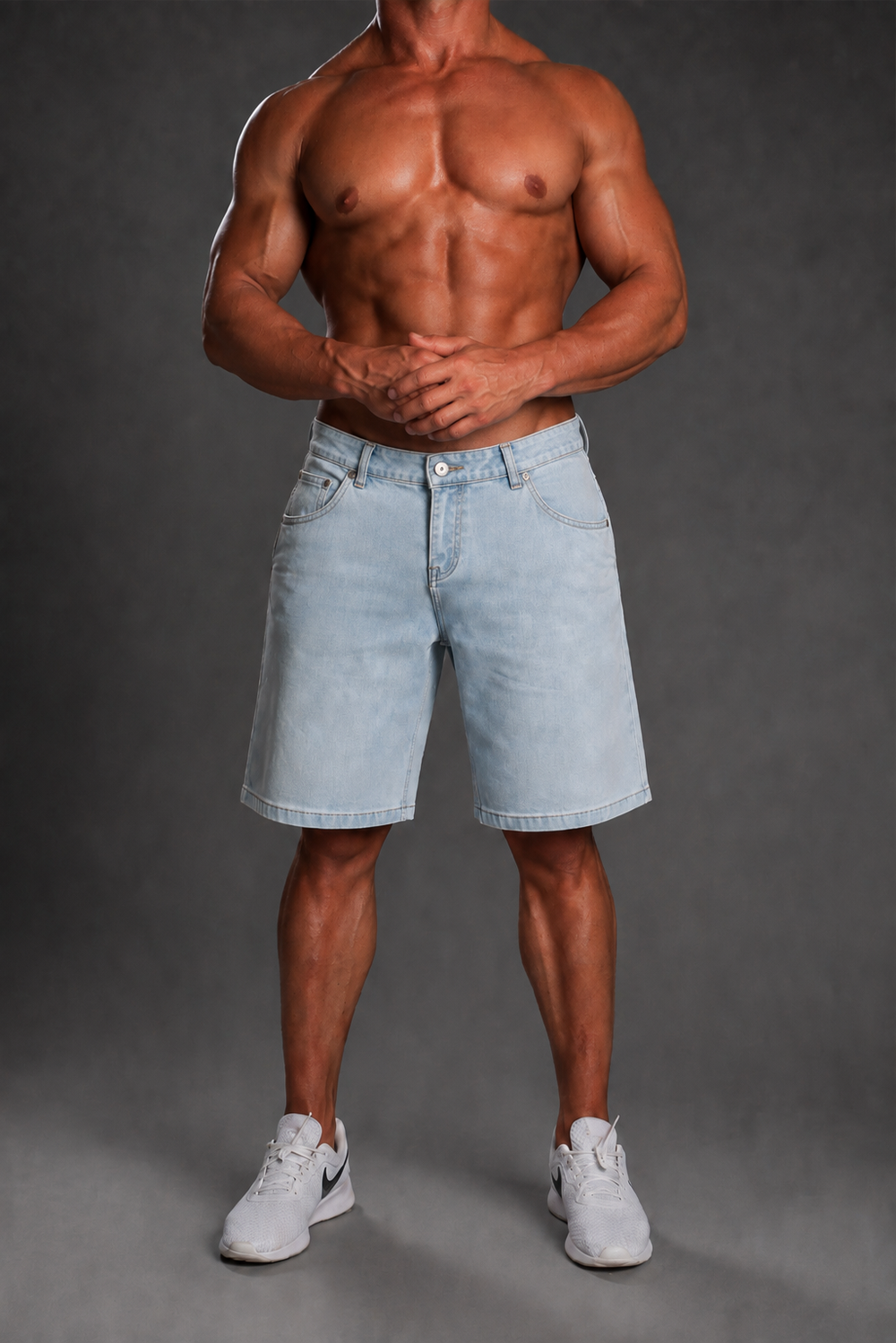 Baggy Fit Denim Shorts - Blue