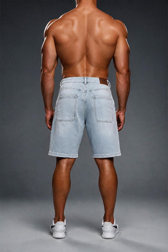 Baggy Fit Denim Shorts - Blue
