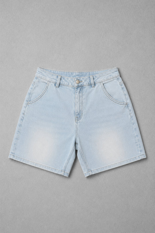 Baggy Fit Denim Shorts - Blue