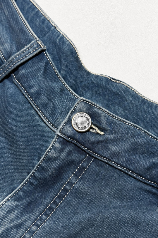 Baggy Fit Denim Shorts - Dark Blue