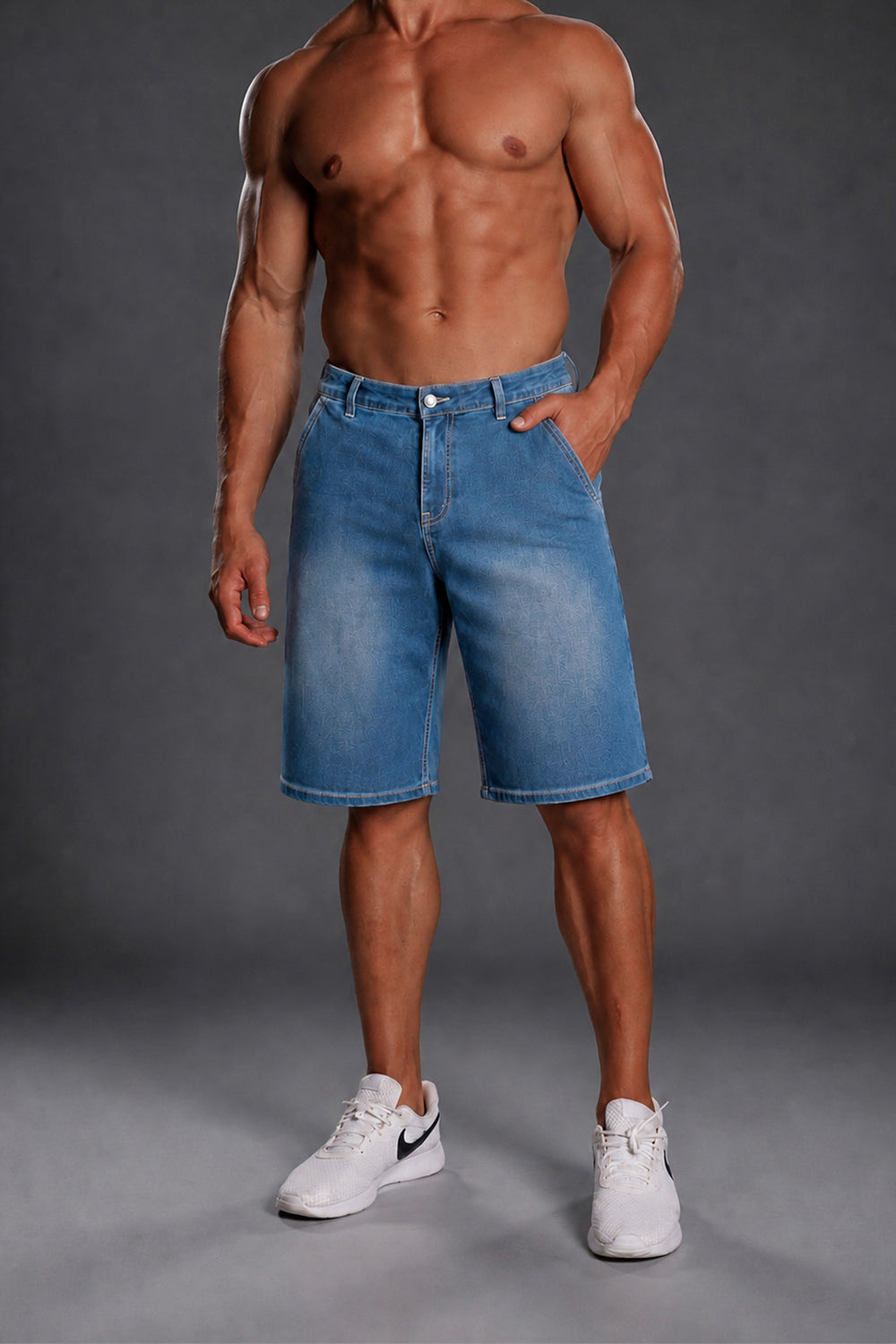 Baggy Fit Denim Shorts - Dark Blue