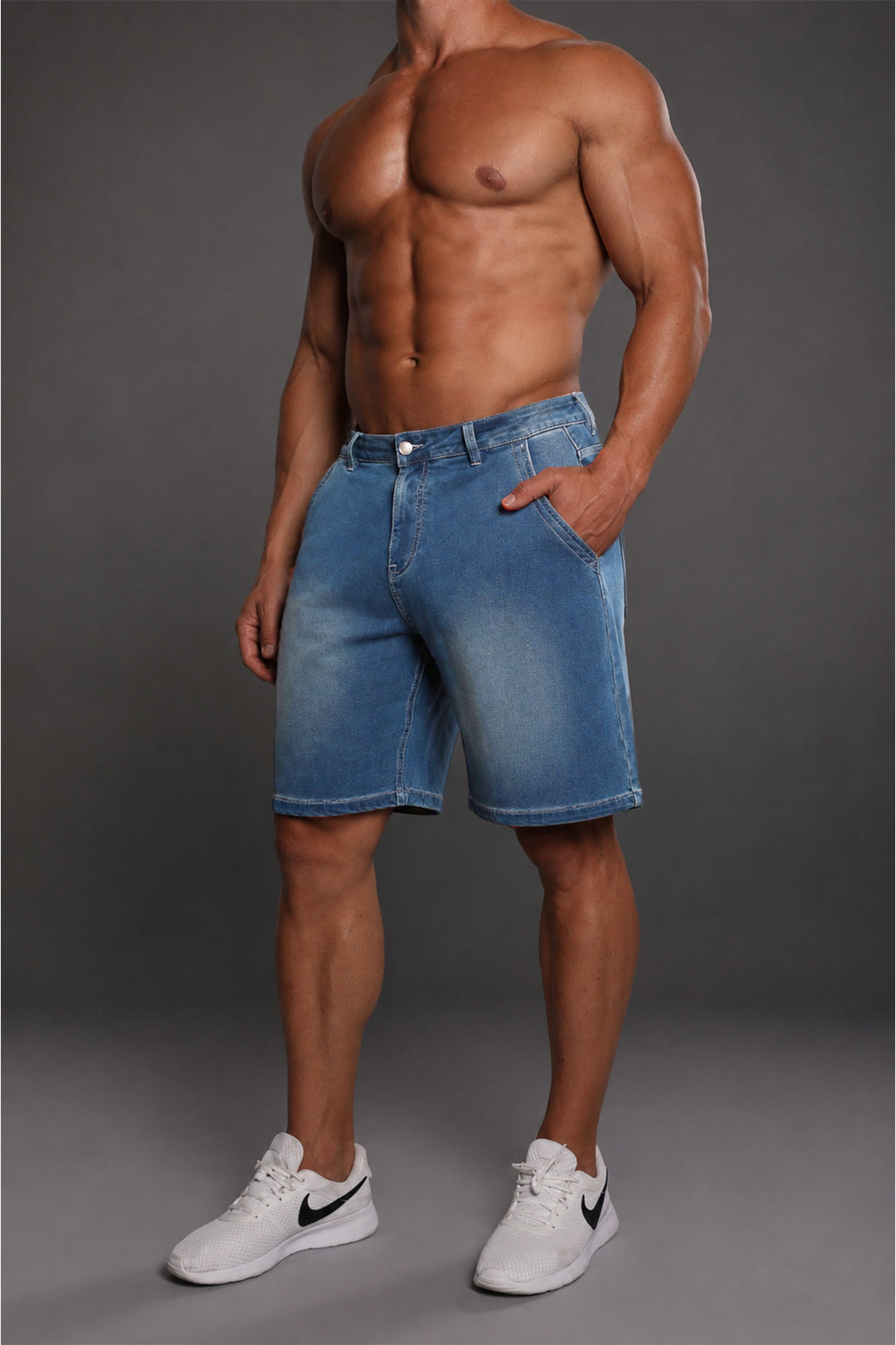 Baggy Fit Denim Shorts - Dark Blue
