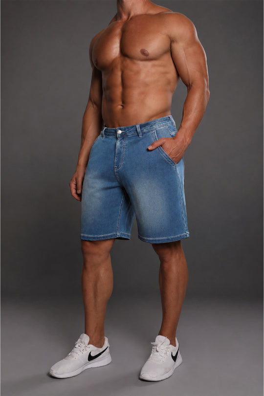 Baggy Fit Denim Shorts - Dark Blue