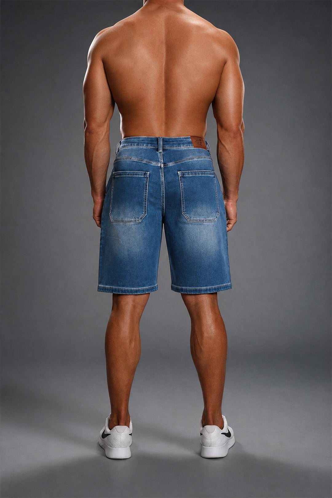 Baggy Fit Denim Shorts - Dark Blue