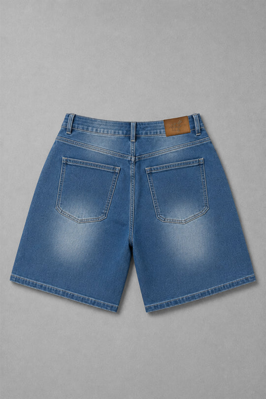 Baggy Fit Denim Shorts - Dark Blue