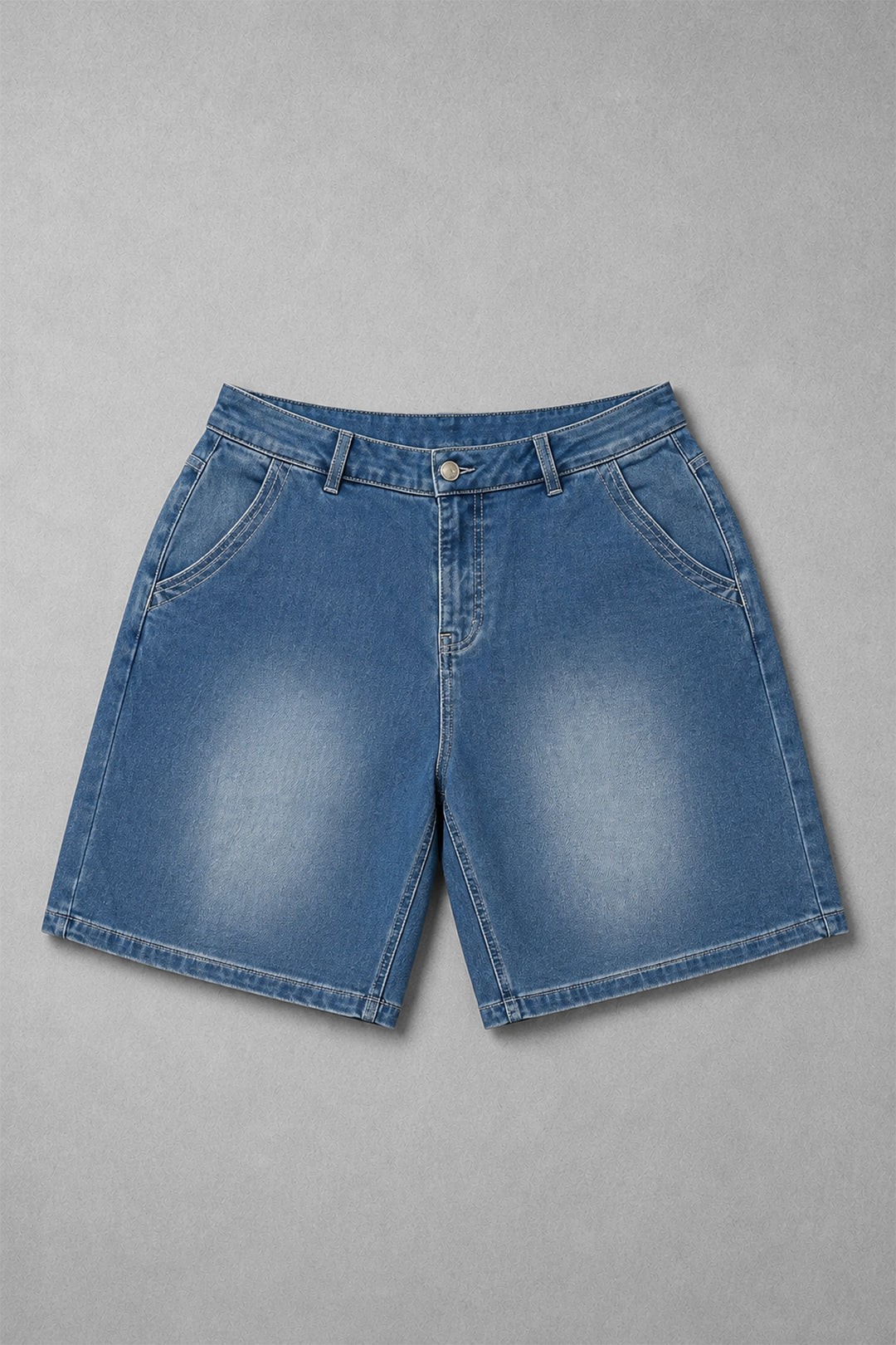 Baggy Fit Denim Shorts - Dark Blue