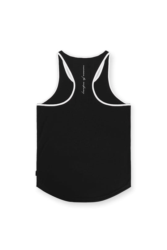 Fast-Dry Bodybuilding Workout Stringer - Black w/ White