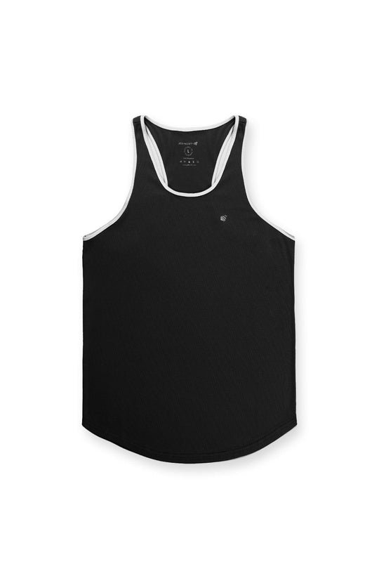 Fast-Dry Bodybuilding Workout Stringer - Black w/ White